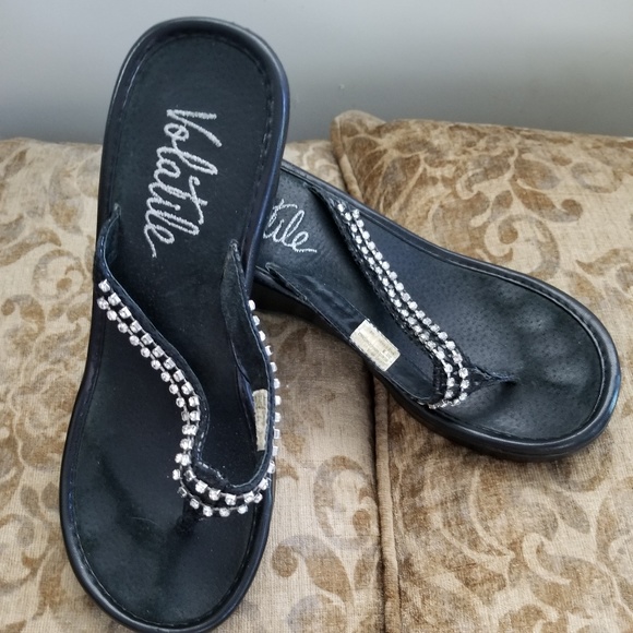 Volatile Shoes - Volatile Rhinestone Wedge Sandals, Size 8 Volatile Shoes - Volatile Rhinestone Wedge Sandals, Size 8